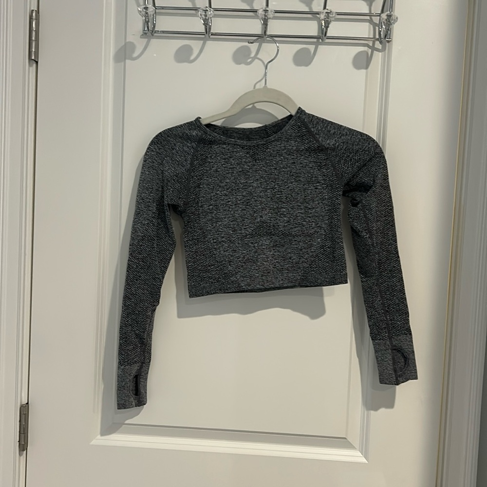 Gray Long Sleeve Workout Top